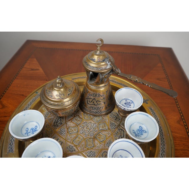 Metal Antique Turkish Coffee Set- 9 Pieces For Sale - Image 7 of 7