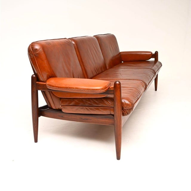 Mid-Century Modern Vintage Danish Leather Sofa, 1960 For Sale - Image 3 of 11