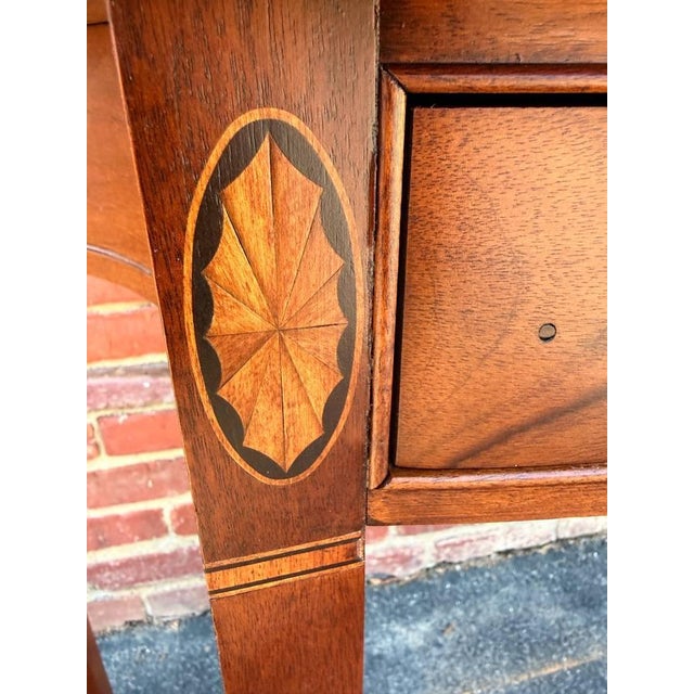 Wood Late 20th Century Hammary Federal Style Solid Mahogany Inlaid Console Table For Sale - Image 7 of 16