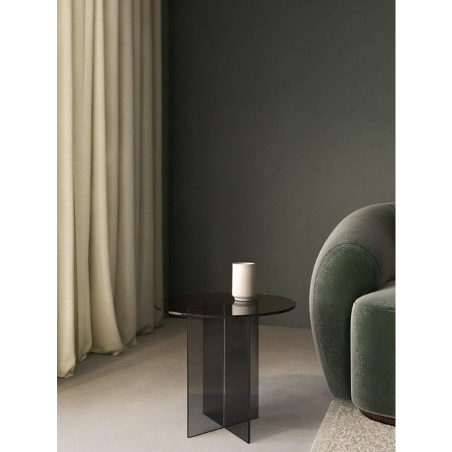 Round Smoked Glass Side Table by Lebanto For Sale - Image 4 of 4