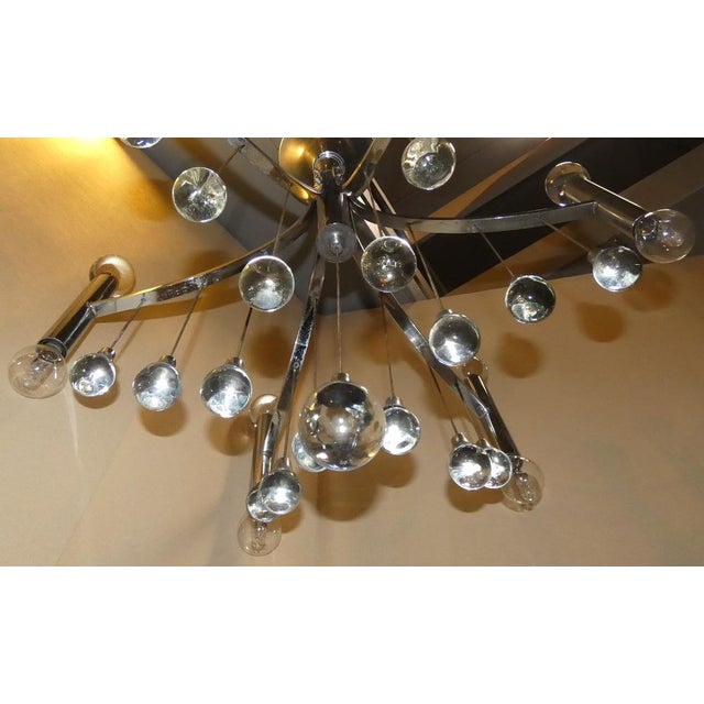Chromed Steel and Crystal Chandelier with 6 Lights attributed to Angelo Gaetano Sciolari, Italy, 1970s For Sale - Image 6 of 10