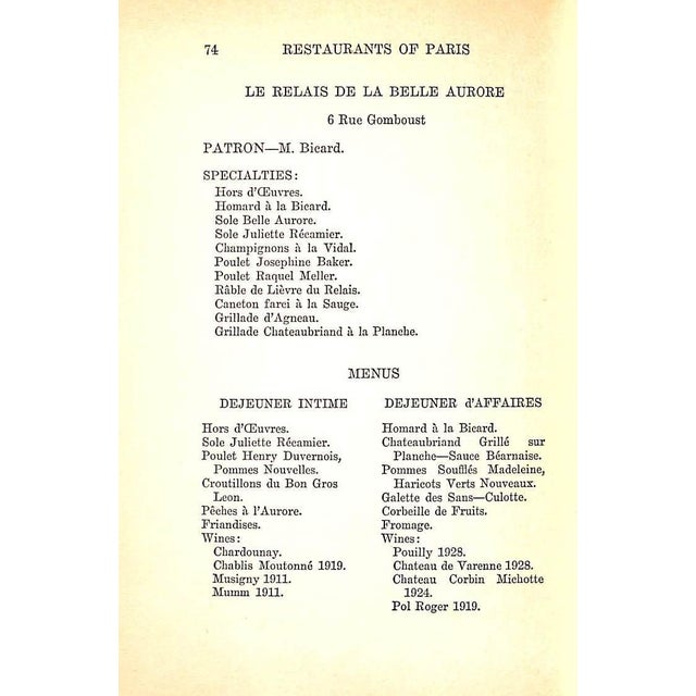 "A Guide to the Restaurants of Paris" 1929 Bonney, Therese and Louise For Sale - Image 4 of 12