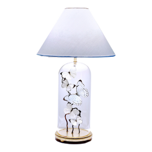 White and Light Blue Butterfly Cloche Lamp