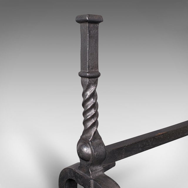 Antique Fireplace Set, English Cast Iron, Fire Basket, Andirons, Edwardian, 1910 For Sale - Image 9 of 10