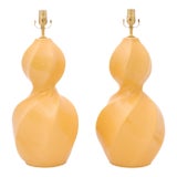 Beautiful Yellow Crackle Ceramic Double Gourds, Circa 1970s For Sale