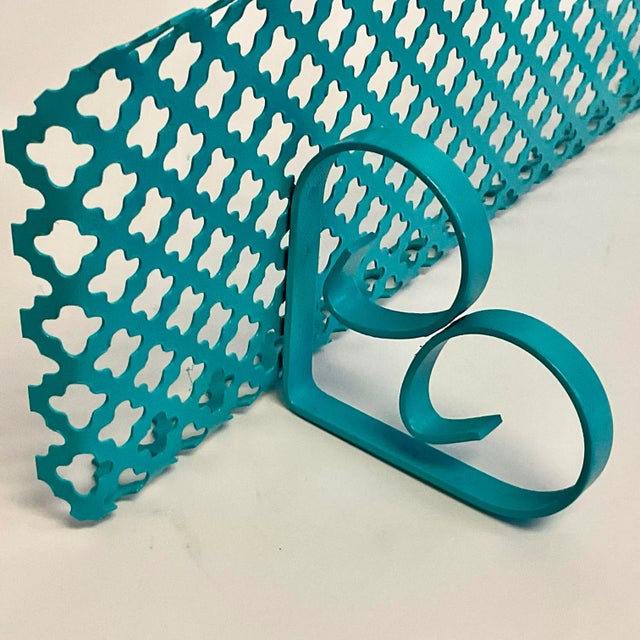 Mid 20th Century Mid-Century Modern Pierced Metal Wall Shelf, Newly Lacquered For Sale - Image 10 of 11