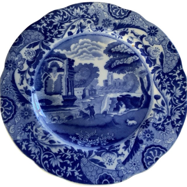 Spode Vintage Set of 4 Authentic Spode Blue Italian Bread & Butter Plate England c.1950s For Sale - Image 4 of 6