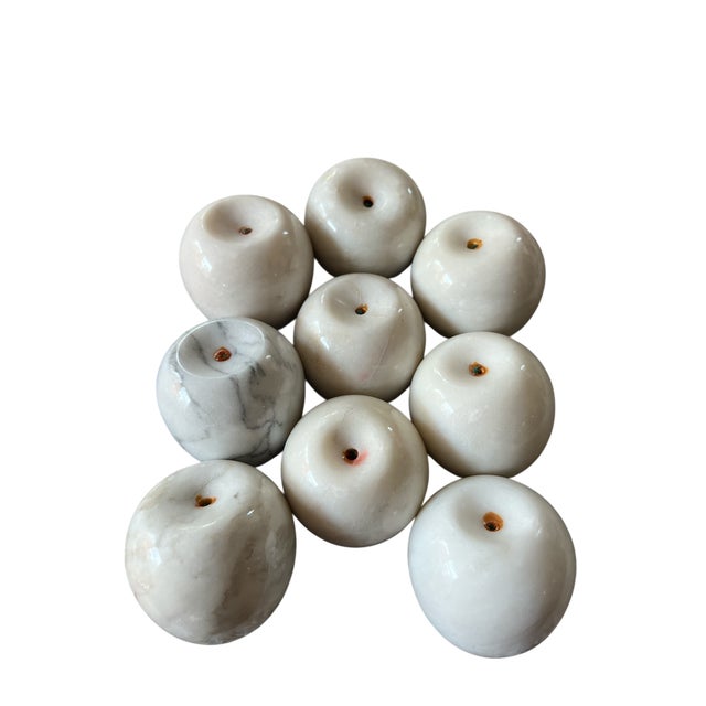 Bunny Williams Home 1990s Collection of Solid White Marble Apples - Set of 9 For Sale - Image 4 of 6