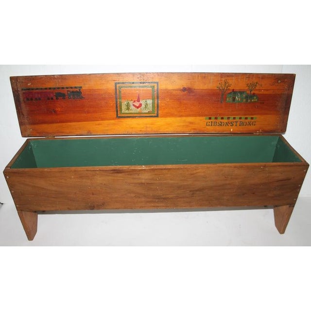 19th Century 19th Century Wood Bench & Bin Box For Sale - Image 5 of 9