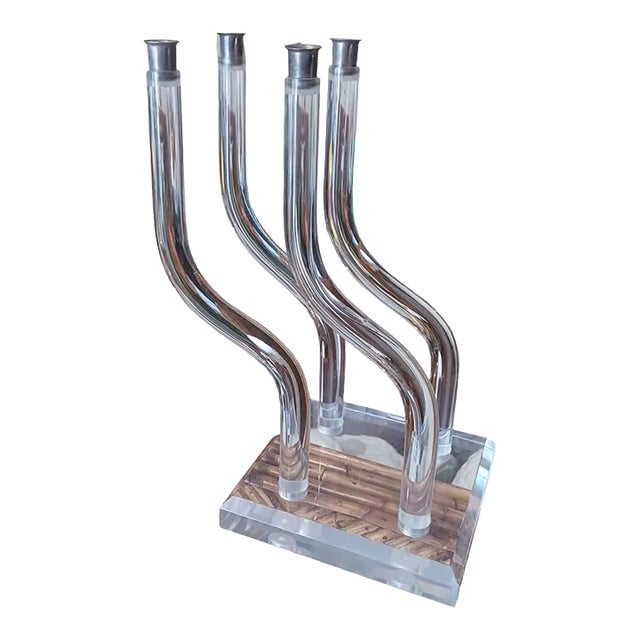 Vintage Midcentury Lucite Candleabra For Sale