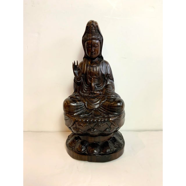 Wood 1950s Carved Rosewood Quan Yin Statue For Sale - Image 7 of 7