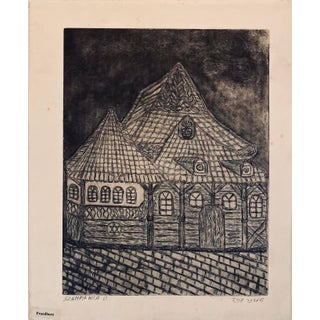 Dora Szampanier, Etching of destroyed synagogue - Przedborz, Poland For Sale