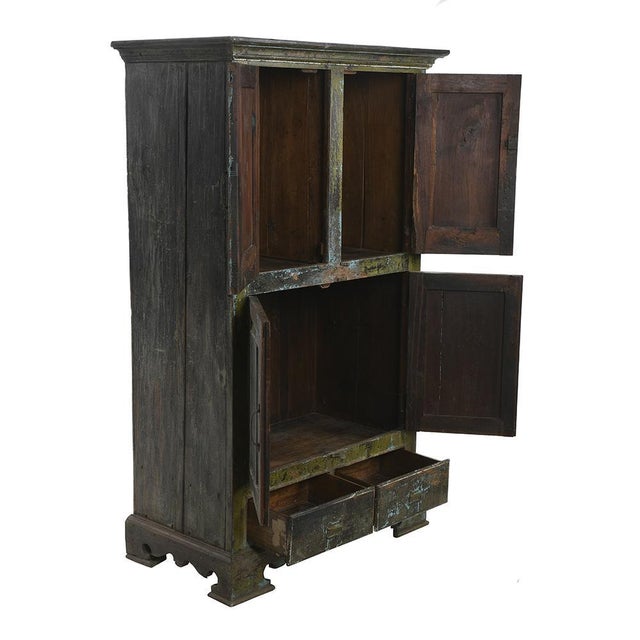 Wooden Cabinet with Green and Blue Patina For Sale - Image 4 of 8
