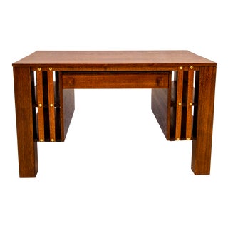 Early 20th Century Vintage Mission Oak Art & Crafts Library Table and Desk For Sale