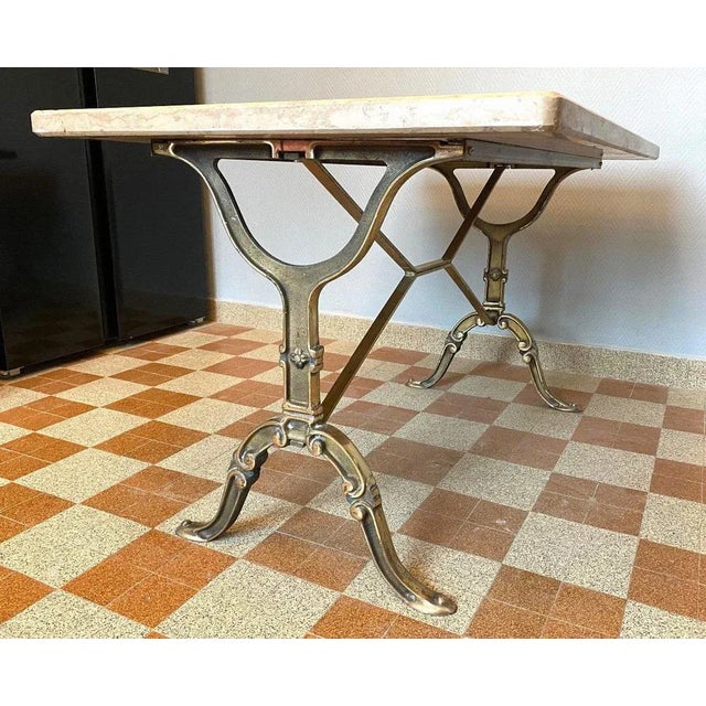 Golden Cast Iron Bistro Table For Sale - Image 4 of 9