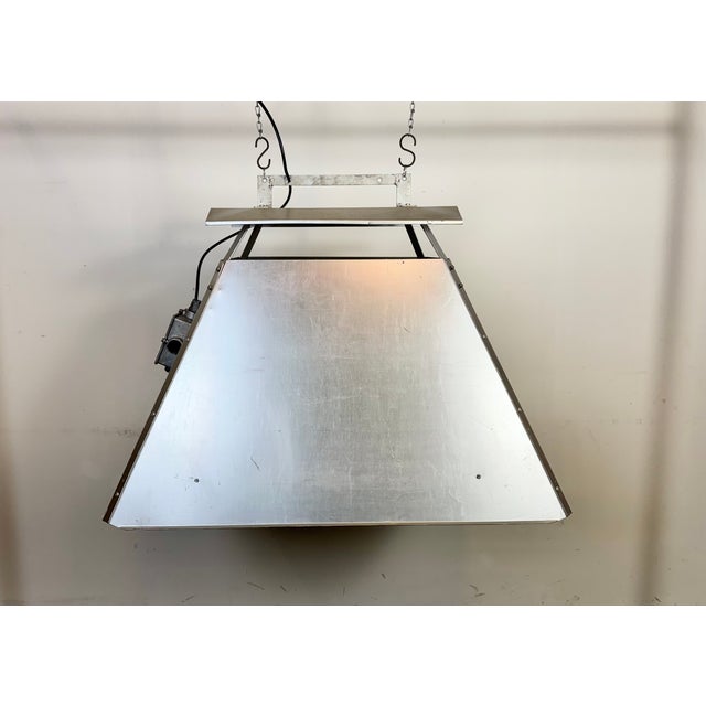 - large vintage rectangle industrial factory hall lamp - made by elektrosvit in former czechoslovakia during the 1970s-80s...