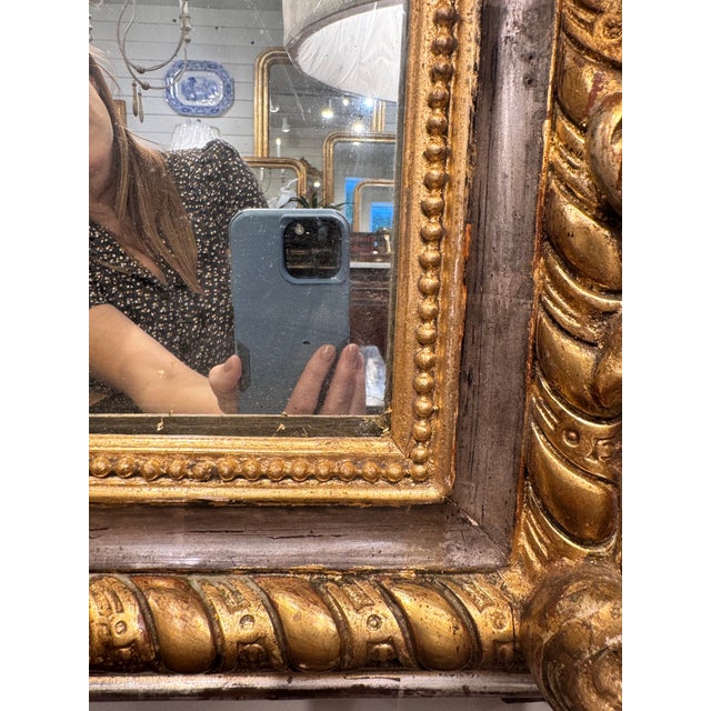 Wood Antique French Carved Gilt Wood Mirror For Sale - Image 7 of 10