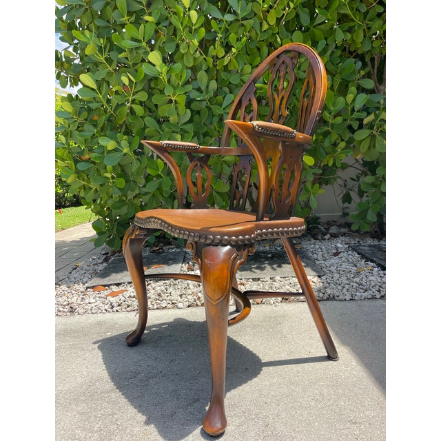 Gothic Vintage Gothic Revival Windsor Armchair Attributed to Theodore Alexander For Sale - Image 3 of 14