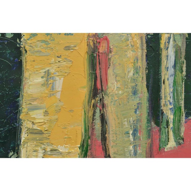 Paint Rafael, Large Expressionist Colorful Birch Tree Landscape Painting, 1980s, Oil on Canvas, Framed For Sale - Image 7 of 15