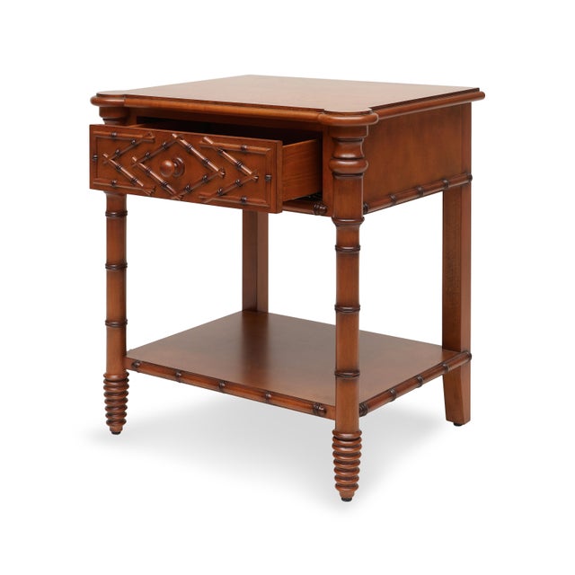 Transitional Bunny Williams Home Bamboo Bedside Table For Sale - Image 3 of 9
