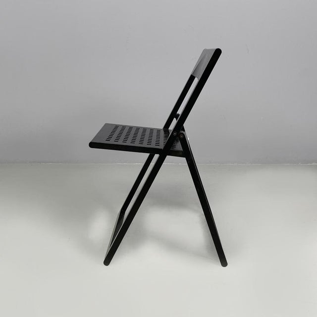 Italian Modern Black Wooden Folding Chairs, 1980s, Set of 2 For Sale - Image 3 of 18