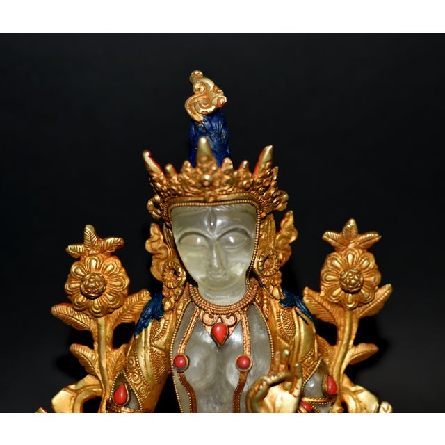 Rock Crystal White Tara Gilt Bronze Tibetan Authenticity Seal For Sale - Image 10 of 18