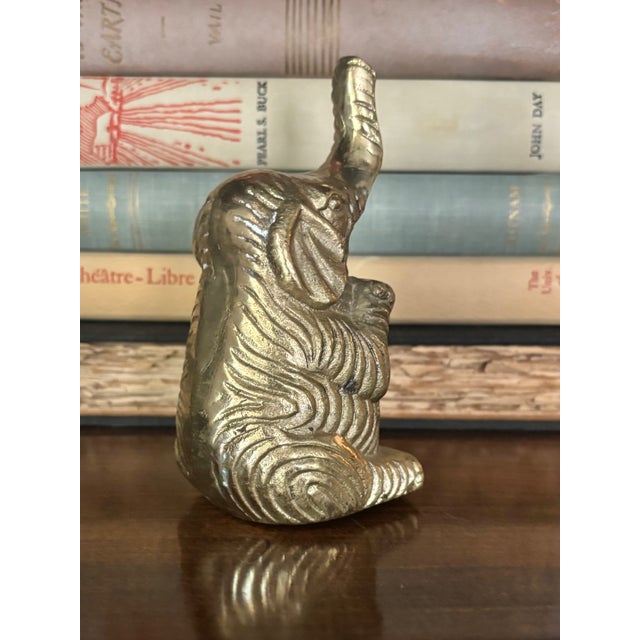 1980s Vintage Brass Elephant Figurine For Sale - Image 5 of 10