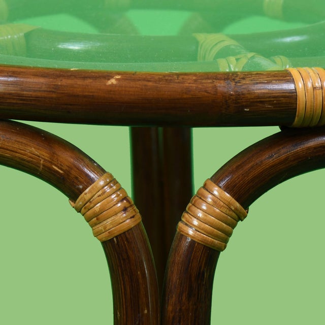 Round Rattan Fretwork Table For Sale - Image 4 of 4