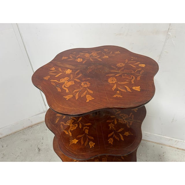 Antique Mute Serving Table with Three Marquetry Trays, 1800s For Sale - Image 3 of 13