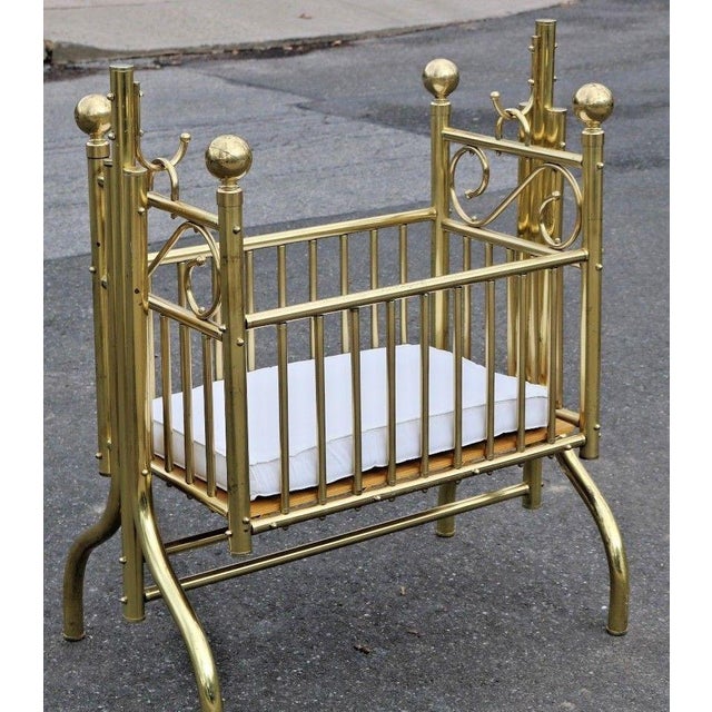 Vintage Victorian Style Brass Hanging Baby Infant Cradle Rocking Crib