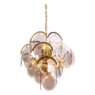 Smoked Glass Disc Chandelier from Vistosi, Italy, 1960s For Sale
