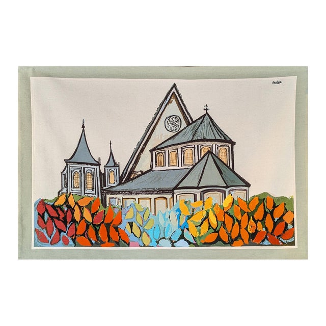 Late 20th Century David Adickes "L'Eglise De St. Genevieve" Abstract Architectural Tapestry of a Cathedral, 1970s For Sale - Image 5 of 12