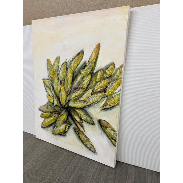 Contemporary Ears of Corn Acrylic on Canvas Painting, Unsigned For Sale - Image 3 of 12