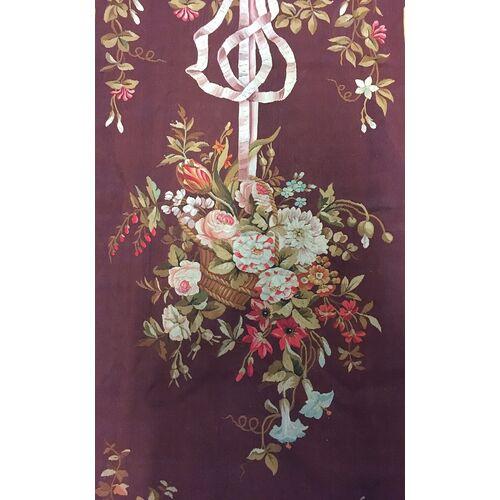 French Antique 19th C. French Aubusson Floral Tapestry For Sale - Image 3 of 5