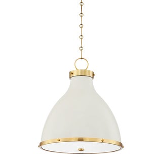 Hudson Valley Lighting Mark D. Sikes Painted No. 3 2-Light Small Pendant, Aged Brass/Off White For Sale