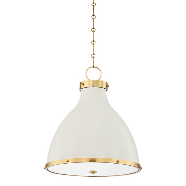 Hudson Valley Lighting Mark D. Sikes Painted No. 3 2-Light Small Pendant, Aged Brass/Off White For Sale