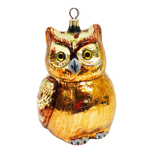 Large Hand Blown Glass Owl Christmas Ornament For Sale