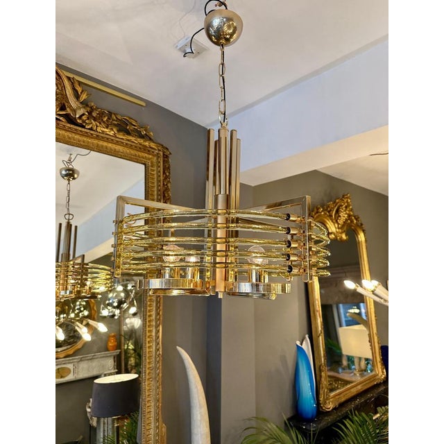 1960s Italian Gold Plated and Murano Glass Chandelier attributed to Gaetano Sciolari, 1960s For Sale - Image 5 of 18