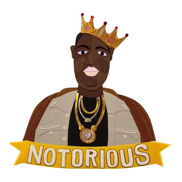"Notorious B.I.G." Contemporary Felt Collage, Framed by Sam Sidney For Sale