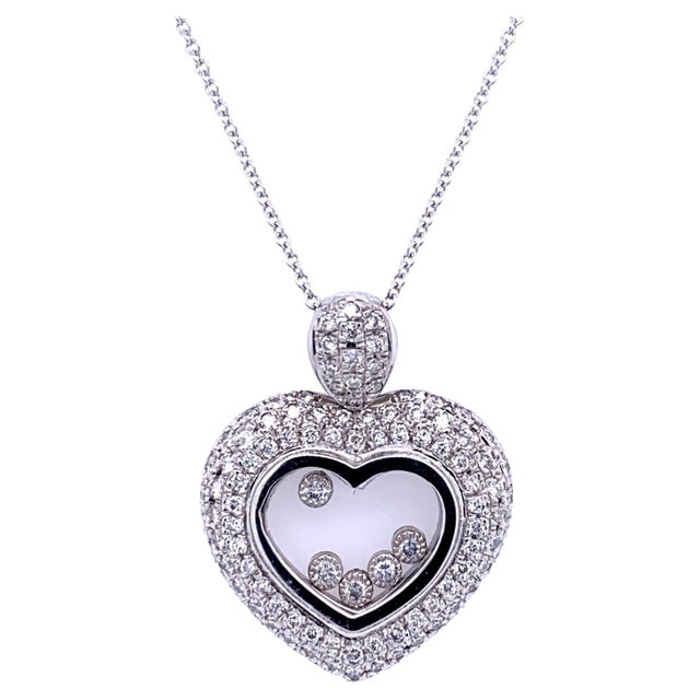 Chopard Happy Diamonds Icons Heart Pendant Necklace 18kwg 0.34 Ct, +Certificate For Sale In New York - Image 6 of 8