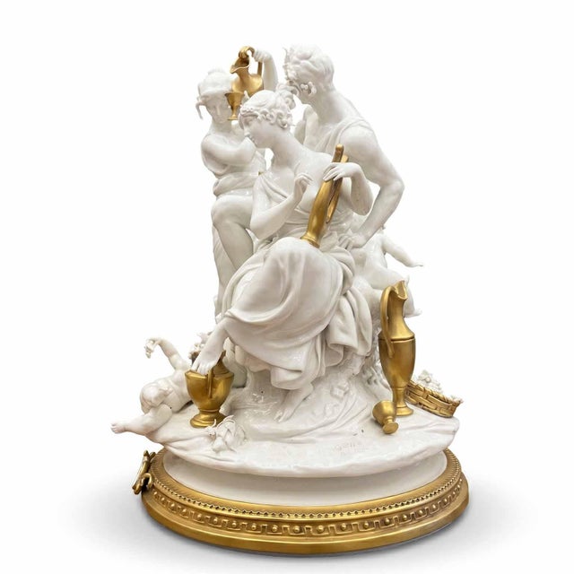 Large Bacchanal Triumph of Bacchus Sculptural Group in White and Gold Porcelain by Giuseppe Cappé, 1962 For Sale - Image 6 of 12