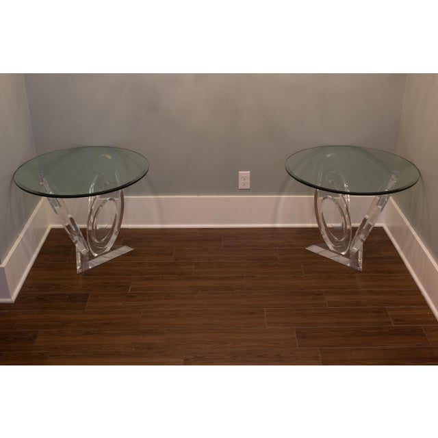Pair of “Eclipse of Time” Table, Usa 1990 Acrylic, Glass Signed at Base Mikhail Lozniko For Sale - Image 6 of 7