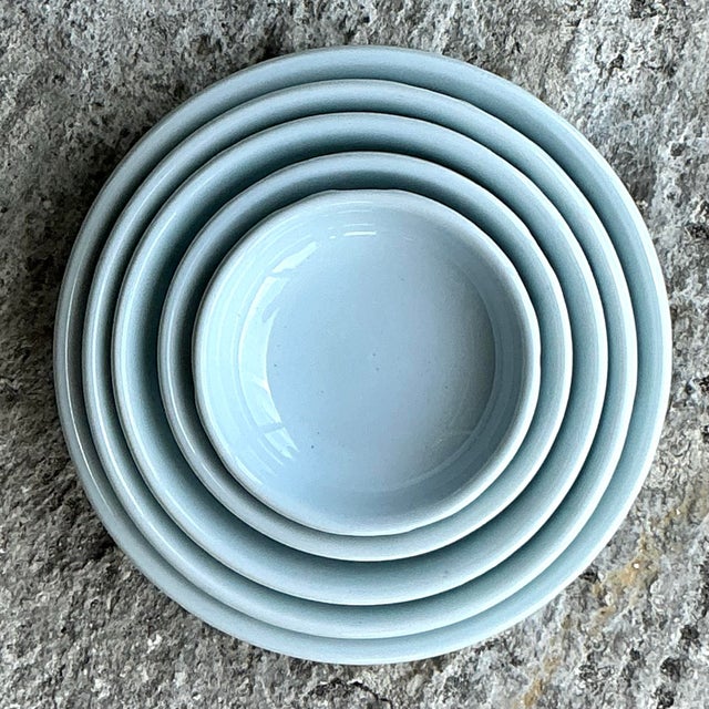 Vintage Asian Glazed Ceramic Stacking Bowls - Set of 5 For Sale - Image 4 of 10