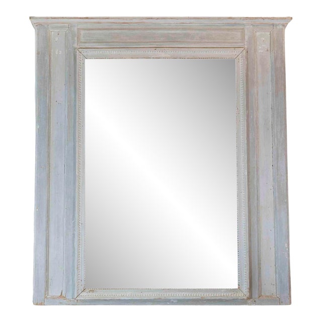 French 18th Century Louis XVI Painted Trumeau Mirror For Sale