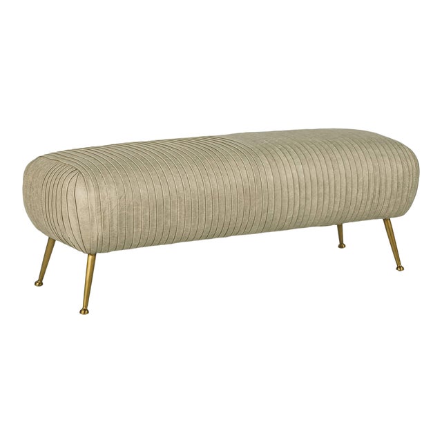 Regina Andrew Beretta Leather Bench, Cappuccino For Sale