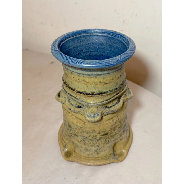 Brutalist Vintage Handmade Wayne Cardinalli Studio Brutalist Art Pottery Vase Sculpture For Sale - Image 3 of 11