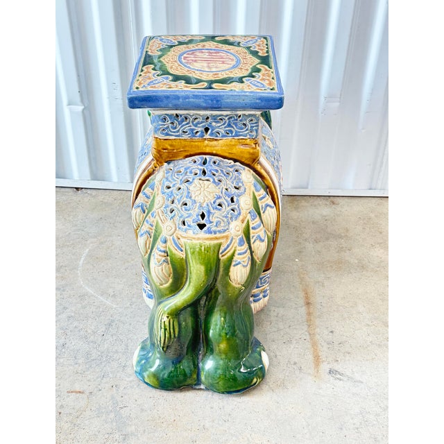 Green Vintage Green Elephant Garden Stool For Sale - Image 8 of 8
