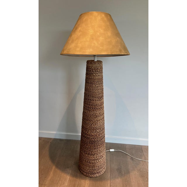 1950s 1950s Conical Rope Floor Lamp in the Style of Audoux Minet For Sale - Image 5 of 10