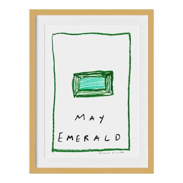 May Emerald Birthstone Print by Tatiana Alida in Gold Frame For Sale