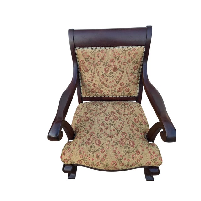 Antique French Carved Empire Lounge Chair Armchair Mahogany Parlor For Sale - Image 9 of 17